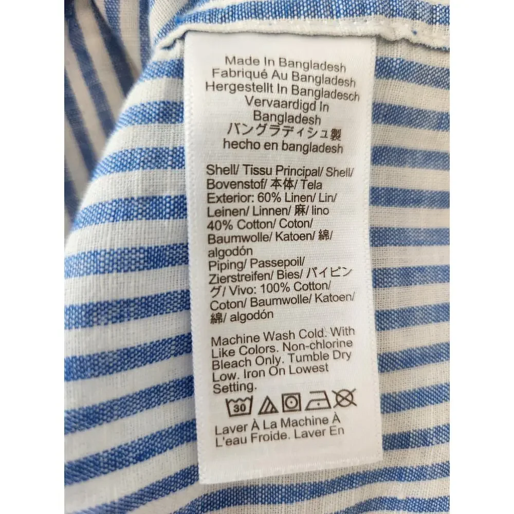 NWT J. Crew Cotton Poplin *Top Only* In Stripe Blue/White XXL
